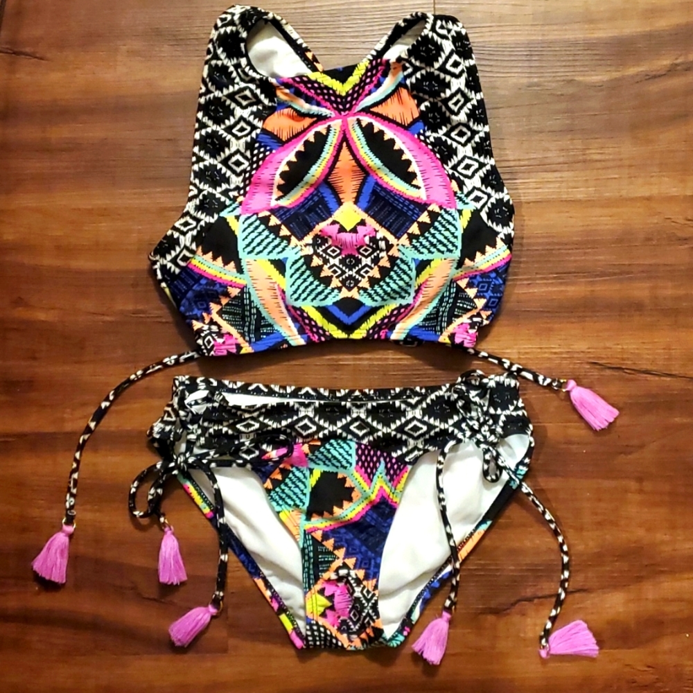 *NWOT* NO BOUNDARIES BRAND GIRLS 2 PCS BATHING SUIT S/CH (3-5) MULTI COLORED